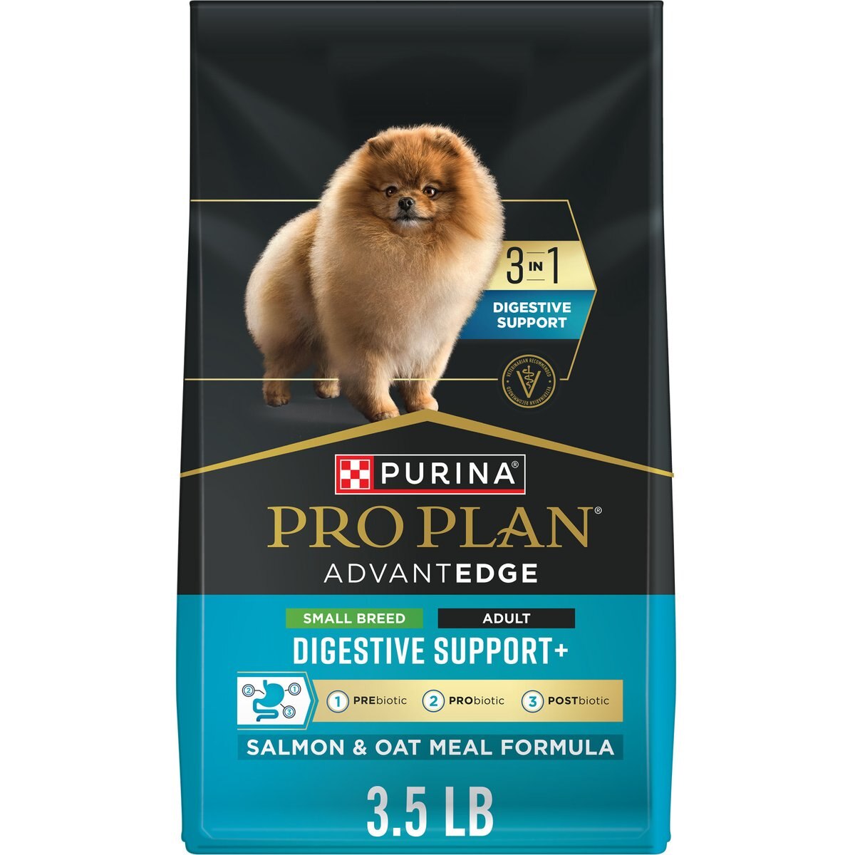 Purina Pro Plan AdvantEDGE Digestive Support Plus Small Breed Salmon & Oat Meal Formula Adult Dry Dog Food, 3.5-lb bag