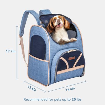 Show full view: Petsfit Premium Airline Approved Backpack Dog & Cat Carrier, Denim Blue, 14.4 x 12.6 x 17.7-in slide 3 of 9