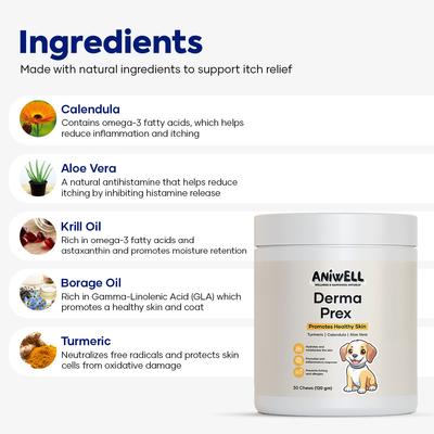 Show full view: Aniwell DermaPrex Allergy & Itch Chew Supplement for Dogs, 30 count slide 4 of 9