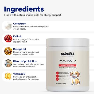 Show full view: Aniwell ImmunoFlo Chew Allergy Supplement for Dogs, 30 count slide 4 of 9