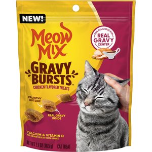 Meow Mix Gravy Bursts Chicken Flavored Cat Treats, 2.7-oz bag