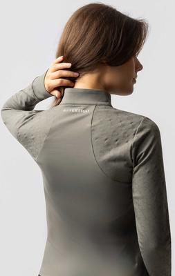 Show full view: B Vertigo Isadora Womens Quarter Zip Training Shirt, Mulled Basil, 2 slide 4 of 6