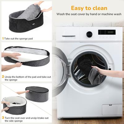 Show full view: Pecute Elevated Dog Car Booster Seat with Safety Belt & Pockets, Grey slide 9 of 9