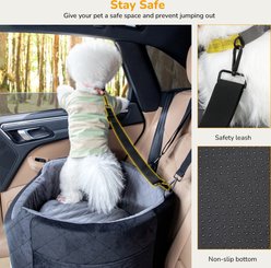 Pecute Multi-Functional Waterproof Dog Car Booster Seat with 2 Safety Belts, Grey slide 2 of 9