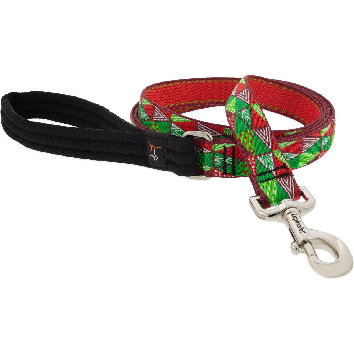 LupinePet Christmas Tree Design Padded Handle Dog Leash, 4-ft long, 1-in wide