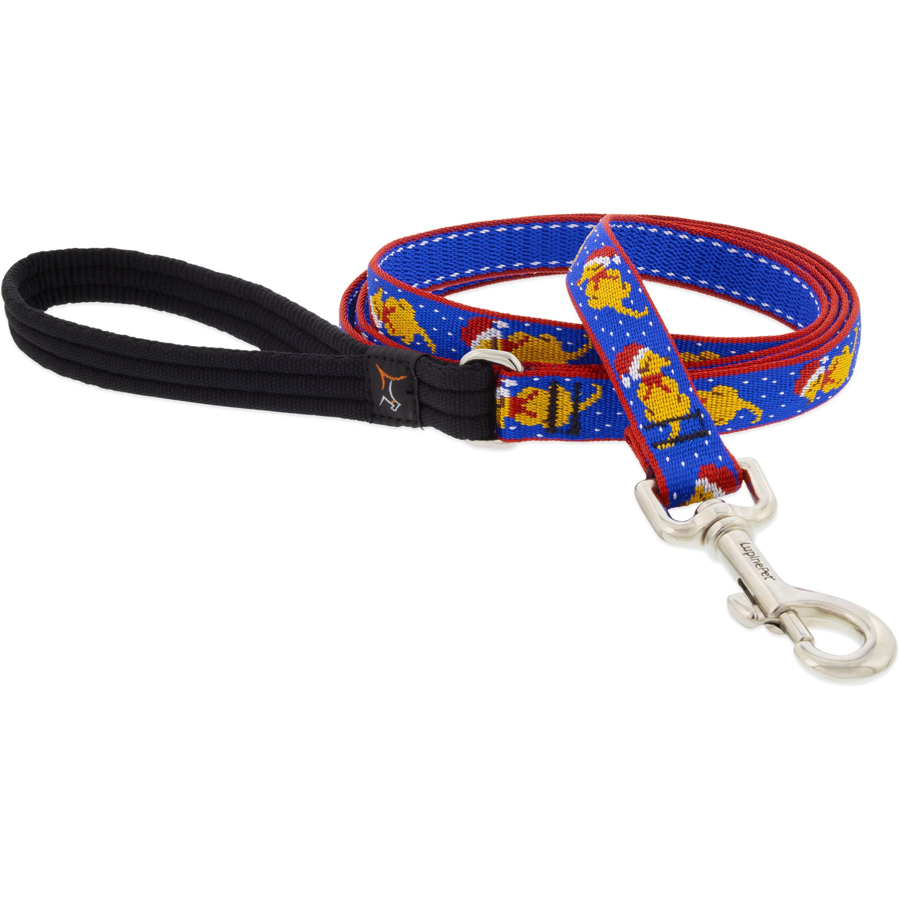 LupinePet Snow Pup Design Padded Handle Dog Leash, 4-ft long, 3/4-in wide