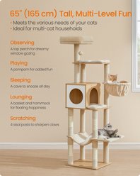 FEANDREA 65-in Multi-Level Cat Tree, Almond Yellow slide 2 of 6