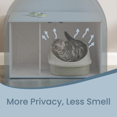 Show full view: FEANDREA Furniture Style Barn Door End Table Cat Litter Box Enclosure, White slide 5 of 7