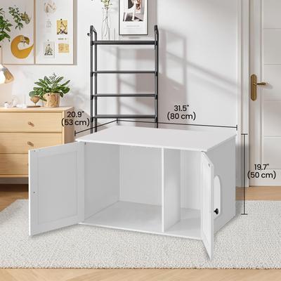 Show full view: FEANDREA Furniture Style Barn Door End Table Cat Litter Box Enclosure, White slide 4 of 7