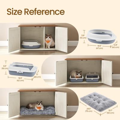 Show full view: FEANDREA Furniture Style Barn Door End Table Cat Litter Box Enclosure, Honey Brown & Rustic White slide 6 of 7