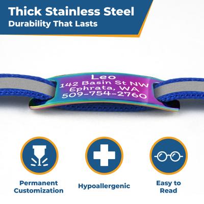 Show full view: GoTags Personalized Breakaway Reflective Cat Collar with Engraved Tag & Bell, Black/Rainbow, 8 to 12-in neck, 3/8-in wide slide 5 of 7