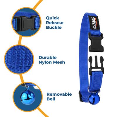 Show full view: GoTags Personalized Breakaway Cat Collar with Engraved Tag & Bell, Black/Rainbow, 8 to 12-in neck, 3/8-in wide slide 3 of 8