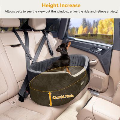Show full view: Pecute Elevated Dog Car Booster Seat with Safety Belt & Pockets, Grey slide 2 of 9