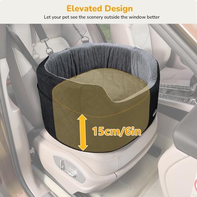 Show full view: Pecute Multi-Functional Waterproof Dog Car Booster Seat with 2 Safety Belts, Grey slide 5 of 10