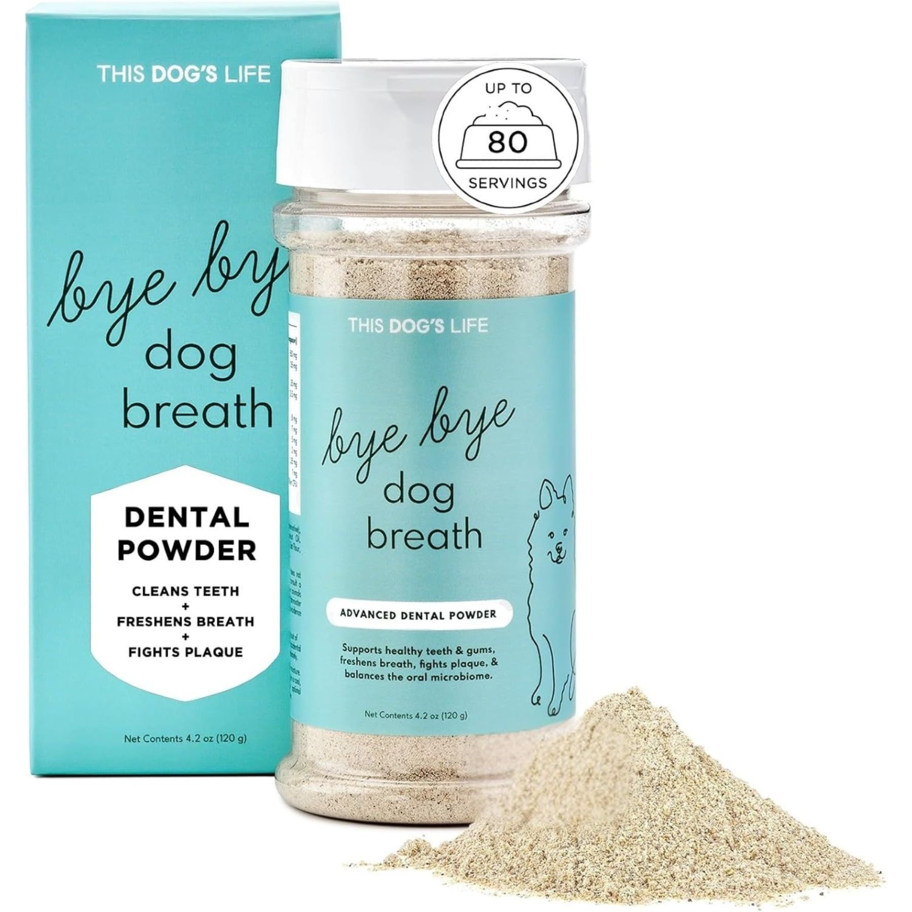 This Dog's Life Bye Bye Dog Breath Dental Powder for Dogs, 120-g jar