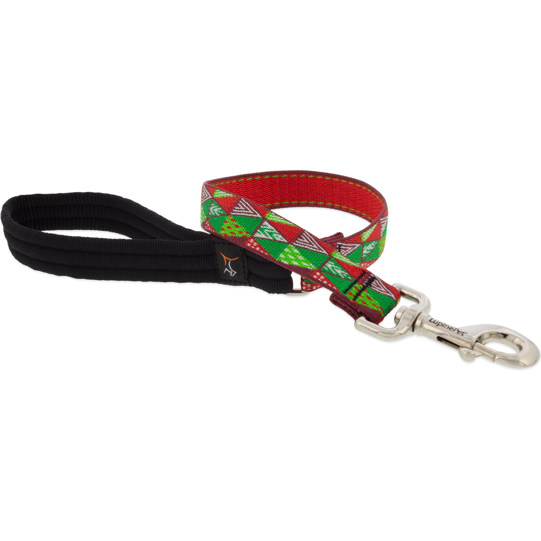 LupinePet Christmas Tree Design Padded Handle Dog Leash, 2-ft long, 1-in wide