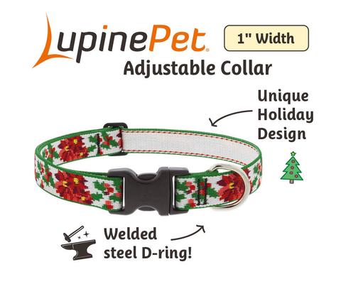Show full view: LupinePet Christmas Tree Design Dog Collar, 12 to 20-in neck, 1-in wide slide 4 of 8