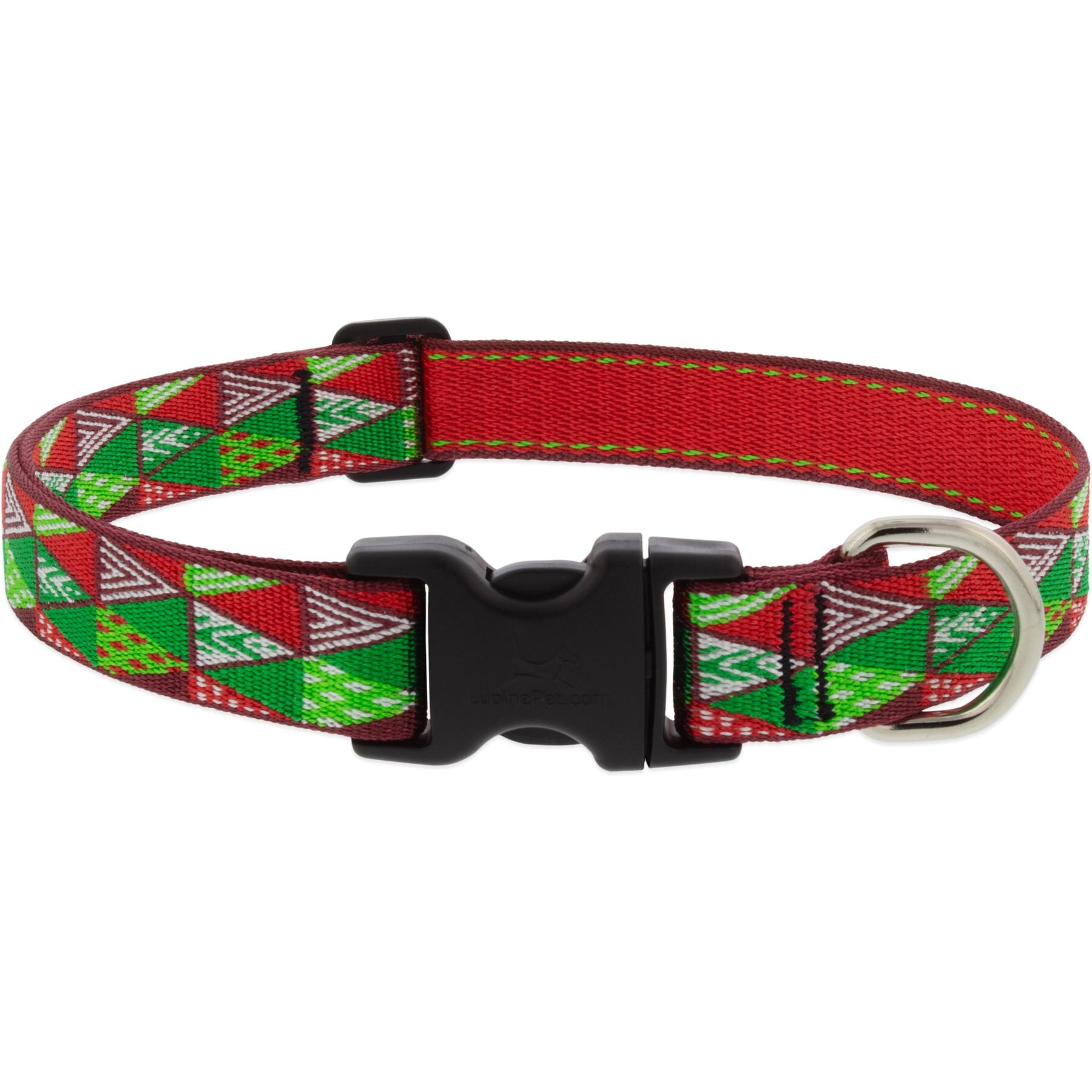 LupinePet Christmas Tree Design Dog Collar, 16 to 28-in neck, 1-in wide