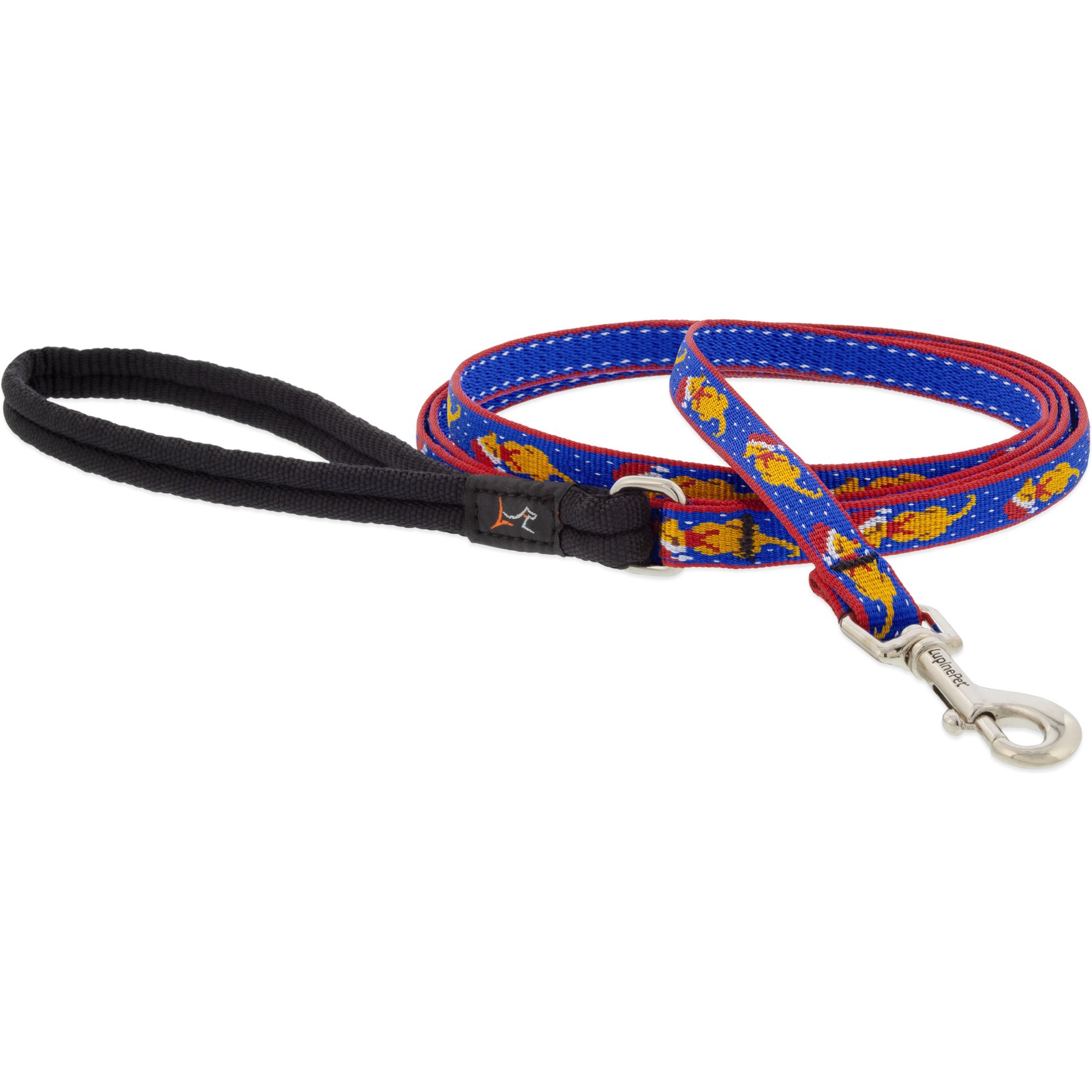 LupinePet Snow Pup Design Padded Handle Small Dog & Cat Leash, 4-ft long, 1/2-in wide