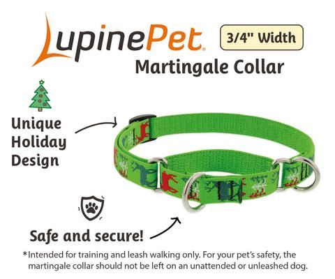 Show full view: LupinePet Christmas Tree Design Martingale Slip-on Dog Collar, Small: 10 to 14-in neck, 3/4-in wide slide 2 of 6