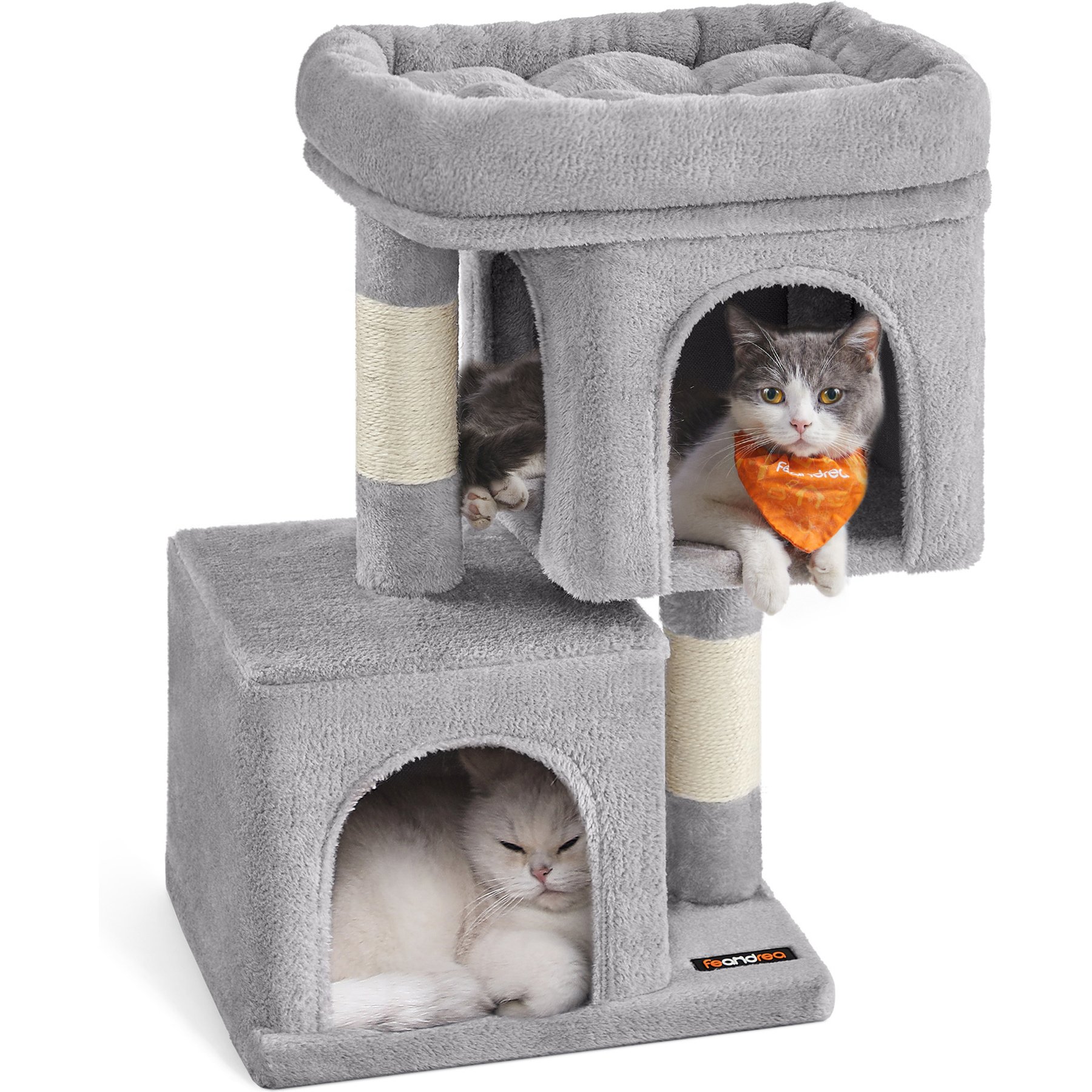 FEANDREA Multi-Level Plush Cat Tree & Condo, 26.4-in, Light Gray
