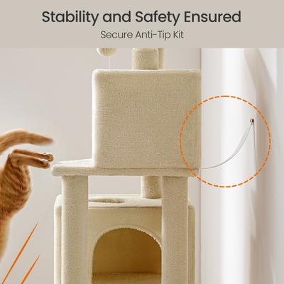 Show full view: FEANDREA 61-in Multi-Level Cat Tree, Beige slide 3 of 5