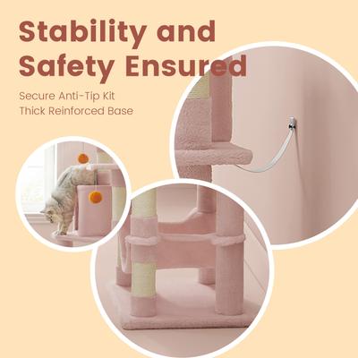 Show full view: FEANDREA 61-in Multi-Level Cat Tree, Jelly Pink slide 4 of 5