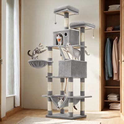 Show full view: FEANDREA Multi-Level 81.1-in Plush Cat Tree & Condo, Light Gray slide 2 of 7