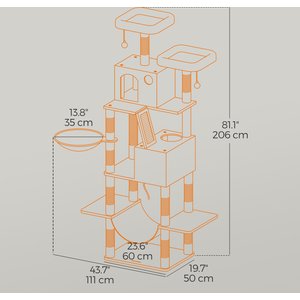 FEANDREA Plush Cat Tree, 81.1-in, Smoky Gray