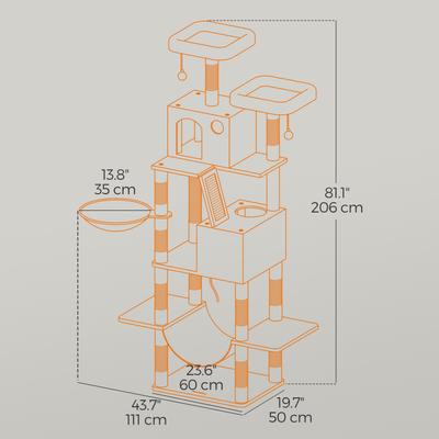 Show full view: FEANDREA Multi-Level 81.1-in Plush Cat Tree & Condo, Smoky Gray slide 6 of 7