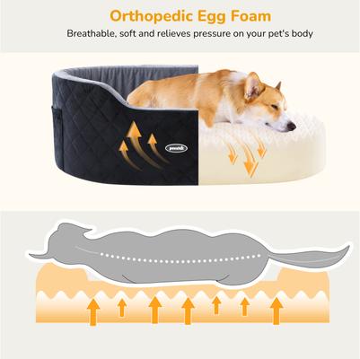 Show full view: Pecute Elevated Dog Car Booster Seat with Safety Belt & Pockets, Grey slide 3 of 9