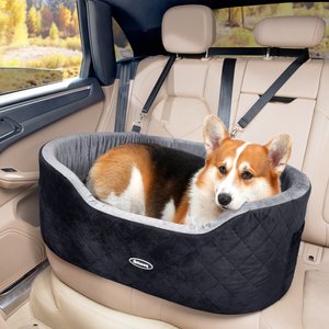 Pecute Elevated Dog Car Booster Seat, Grey, 33-in