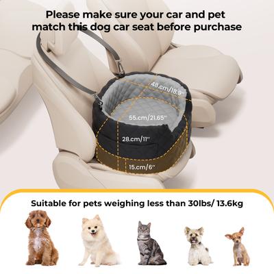 Show full view: Pecute Multi-Functional Waterproof Dog Car Booster Seat with 2 Safety Belts, Grey slide 3 of 10