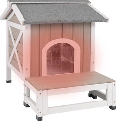 Petscosset Insulated Outdoor Cat House with Raised Base, Gray, 19.3 x 30 x 23.6-in