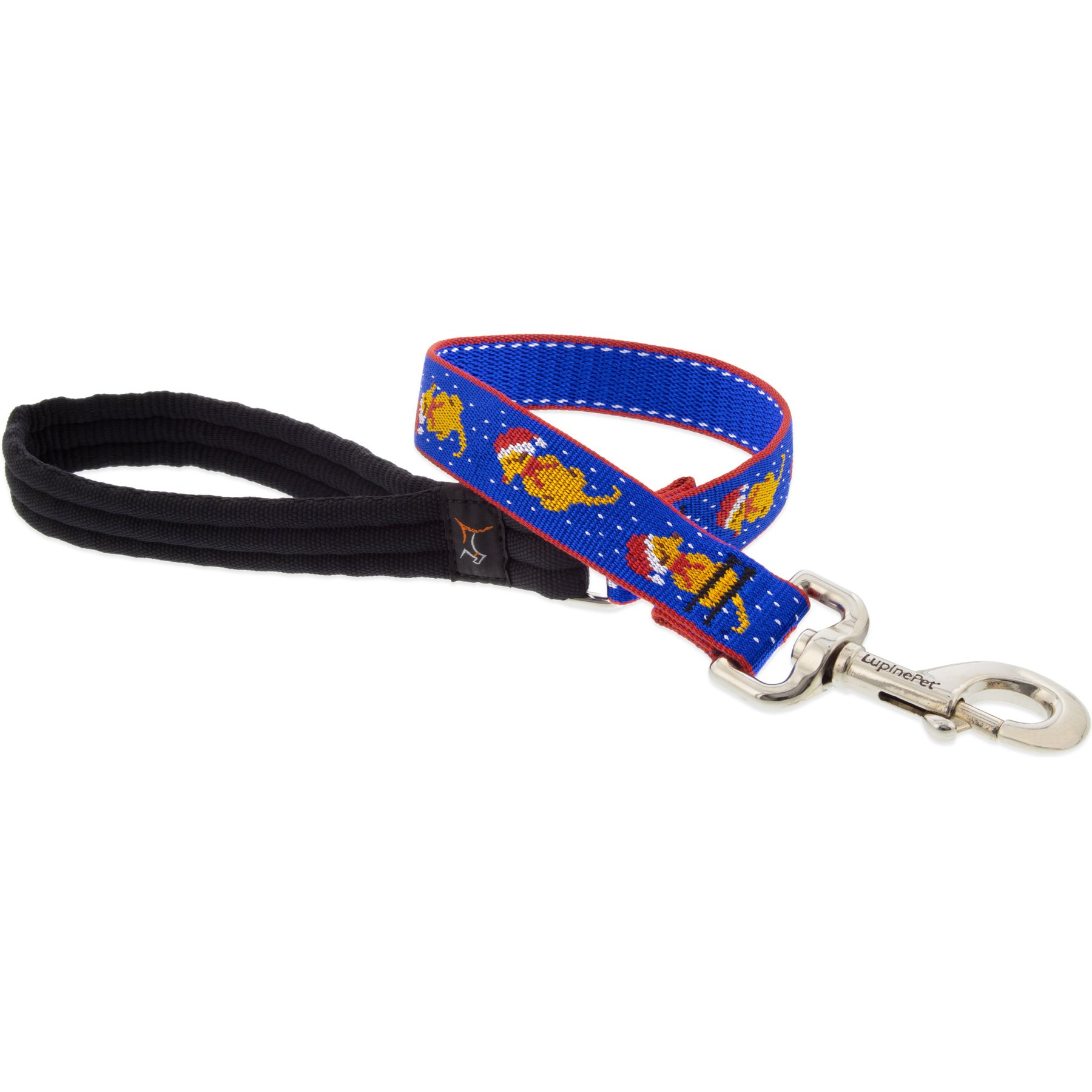 LupinePet Snow Pup Design Padded Handle Dog Leash, 2-ft long, 1-in wide