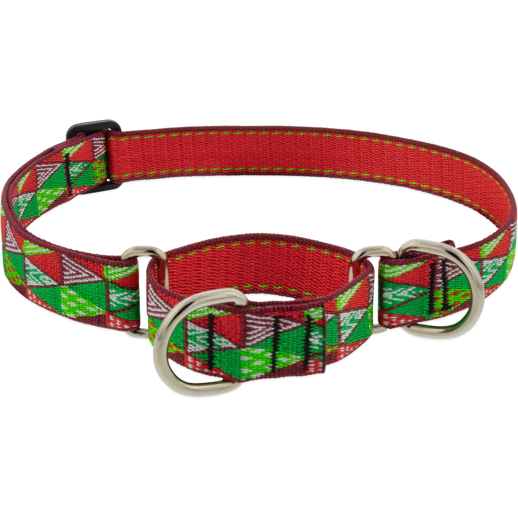 LupinePet Christmas Tree Design Martingale Slip-on Dog Collar, Large: 15 to 22-in neck, 1-in wide