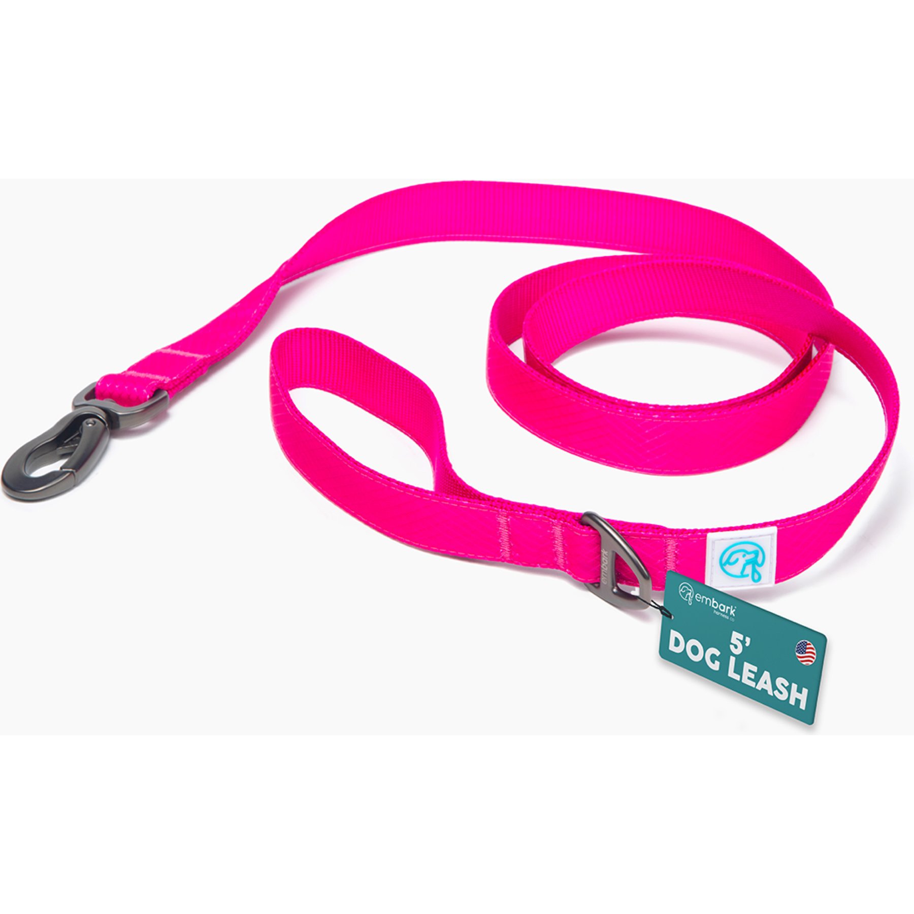 Embark Harness Co. Adventure Dog Leash, Pink, 5-ft