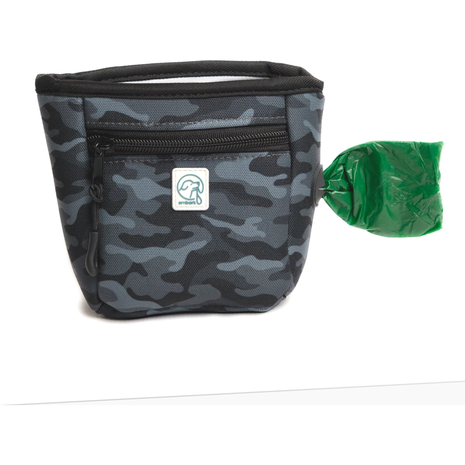 Embark Harness Co. 3-in-1 Adventure Treat Bag with Built In Poop Bag Dispenser, Black Camo