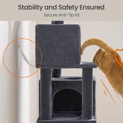 Show full view: FEANDREA 61-in Multi-Level Cat Tree, Smoky Gray slide 3 of 5
