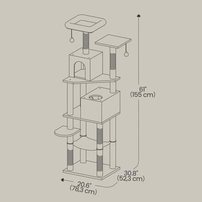 Show full view: FEANDREA 61-in Multi-Level Cat Tree, Smoky Gray slide 5 of 5