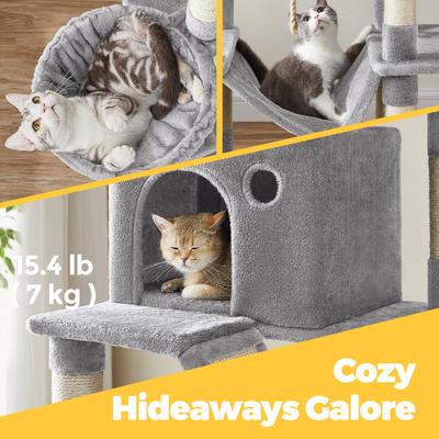 Show full view: FEANDREA Multi-Level 81.1-in Plush Cat Tree & Condo, Light Gray slide 4 of 7