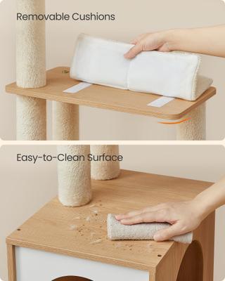 Show full view: FEANDREA 65-in Multi-Level Cat Tree, Almond Yellow slide 4 of 6