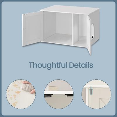 Show full view: FEANDREA Furniture Style Barn Door End Table Cat Litter Box Enclosure, White slide 7 of 7