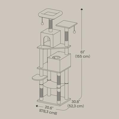 Show full view: FEANDREA 61-in Multi-Level Cat Tree, Beige slide 5 of 5