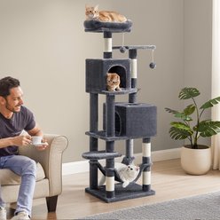 FEANDREA 61-in Multi-Level Cat Tree, Smoky Gray