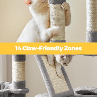 Show full view: FEANDREA Multi-Level 81.1-in Plush Cat Tree & Condo, Light Gray slide 5 of 7
