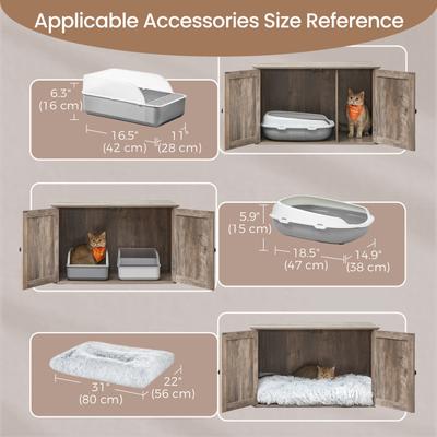 Show full view: FEANDREA Furniture Style Barn Door End Table Cat Litter Box Enclosure, Greige slide 4 of 6