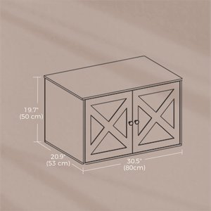 FEANDREA Furniture Style Barn Door End Table Cat Litter Box Enclosure, Greige, 31.5-in