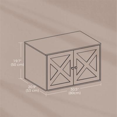 Show full view: FEANDREA Furniture Style Barn Door End Table Cat Litter Box Enclosure, Greige slide 3 of 6