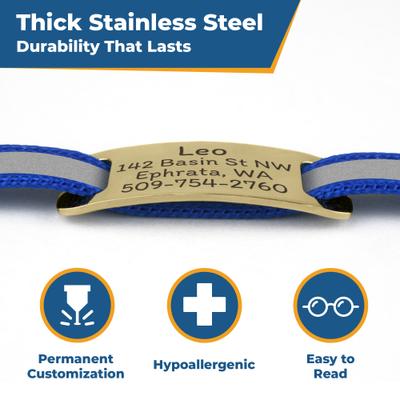 Show full view: GoTags Personalized Breakaway Reflective Cat Collar with Engraved Tag & Bell, Pink/Gold, 8 to 12-in neck, 3/8-in wide slide 5 of 7